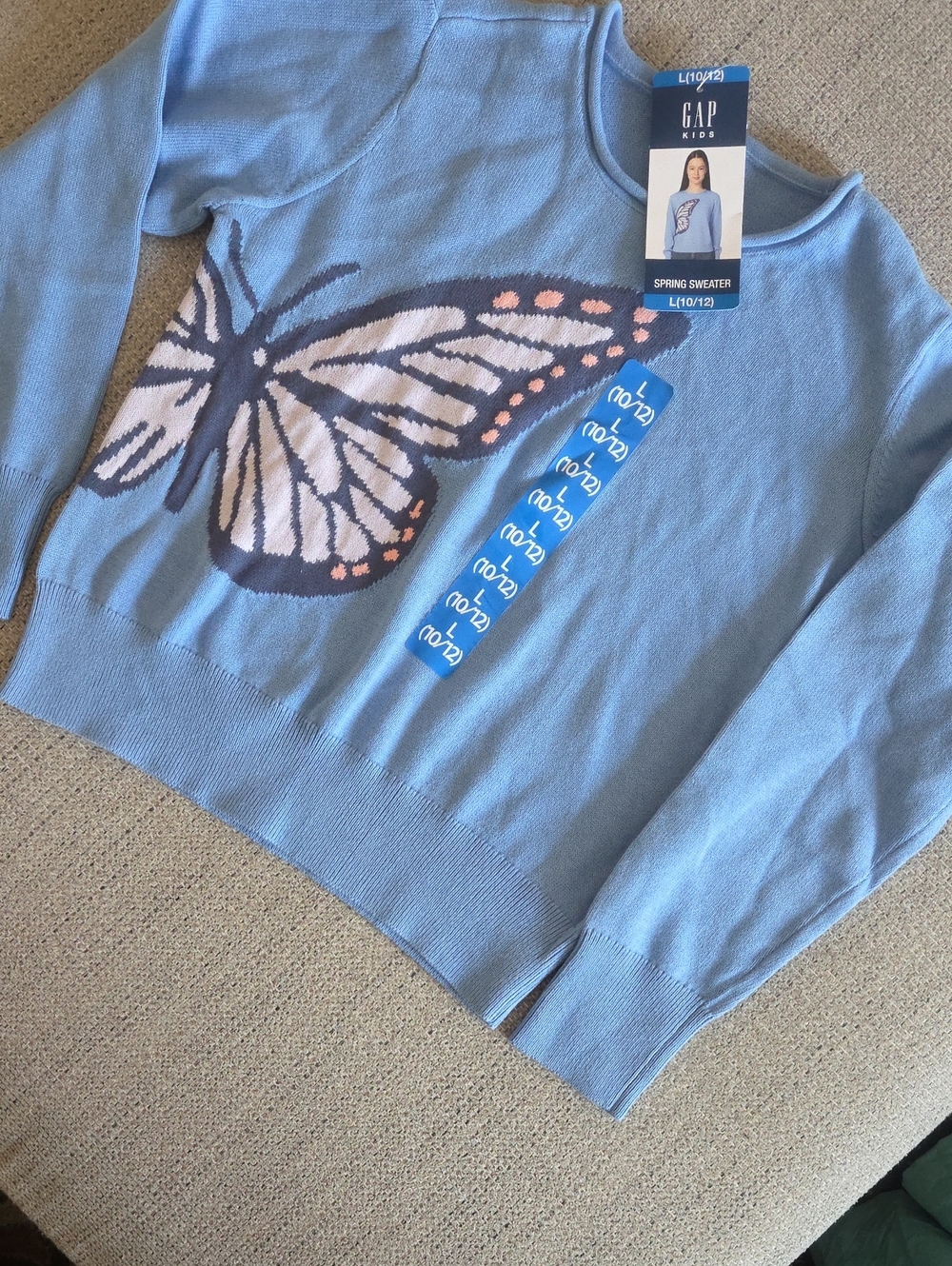 GAP Light Blue Butterfly Crewneck Sweater